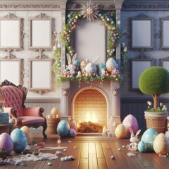 easter decoration with easter eggs