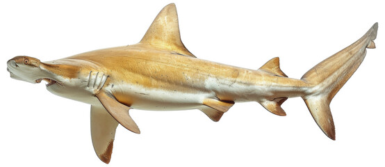 Hammerhead shark swimming gracefully in the ocean on transparent background - stock png.