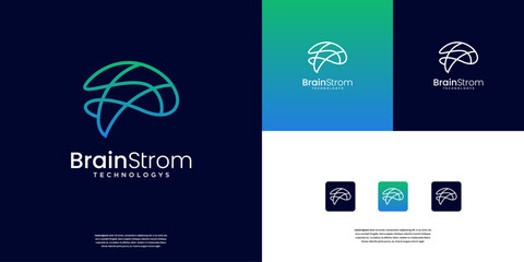 Abstract smart brain logo design. Symbol for brainstorm, high innovation, thinking, artificial, intelligence logo design template.