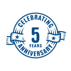 5 years logo design template. 5th anniversary vector and illustration.