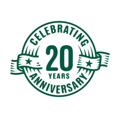 20 years logo design template. 20th anniversary vector and illustration.