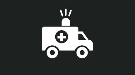 Ambulance Icon. Vector isolated editable black and white illustration