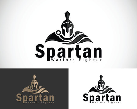 spartan logo creative helmet design concept soldier strong man