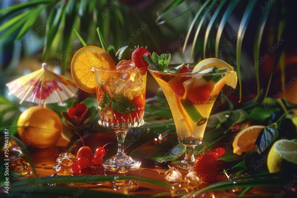 Poster different types of beverages in glasses. suitable for food and drink concepts