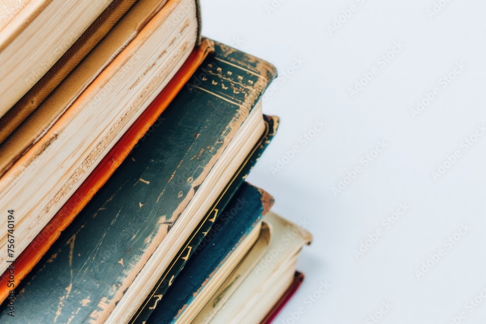 Poster a stack of books sitting on top of each other. ideal for educational or literary concepts