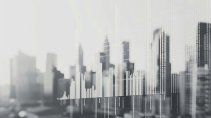 Fototapeta na wymiar Abstract financial growth concept on cityscape background