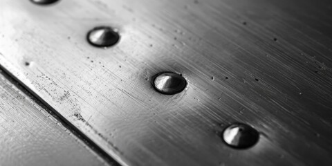 Detailed view of metal surface with rivets, perfect for industrial backgrounds