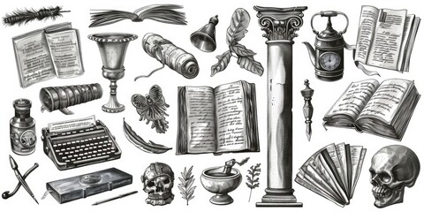 A drawing of a variety of objects. Suitable for educational materials - obrazy, fototapety, plakaty