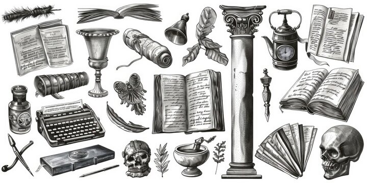 A drawing of a variety of objects. Suitable for educational materials