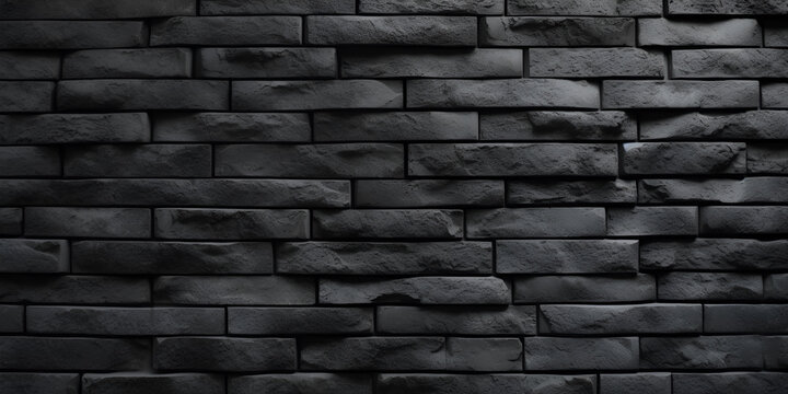 Black empty brick wall as banner