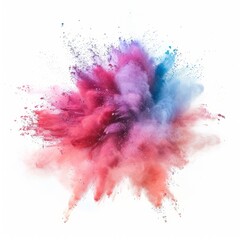 Pastel colorful powder explosion on white background