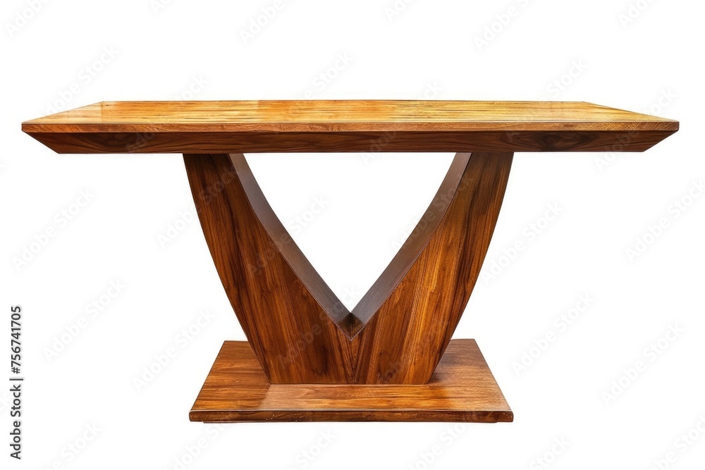 Poster a simple wooden table on a clean white background. suitable for product displays