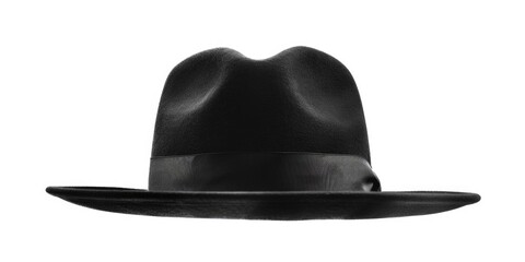 A black hat isolated on a white background. Suitable for fashion or accessories themes