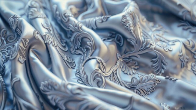 Close up of blue satin material, suitable for backgrounds or textures