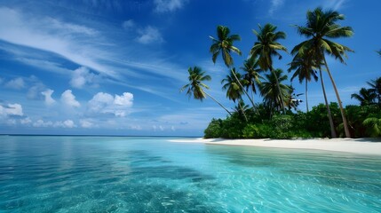Tropical Maldives Island. Paradise Vacation Destination. - obrazy, fototapety, plakaty