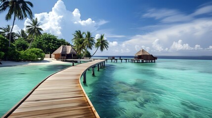 Tropical Maldives Island. Paradise Vacation Destination. - obrazy, fototapety, plakaty