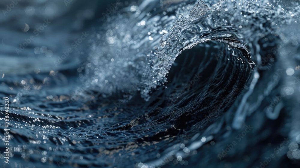 Poster close up view of a powerful ocean wave. suitable for nature and travel themes