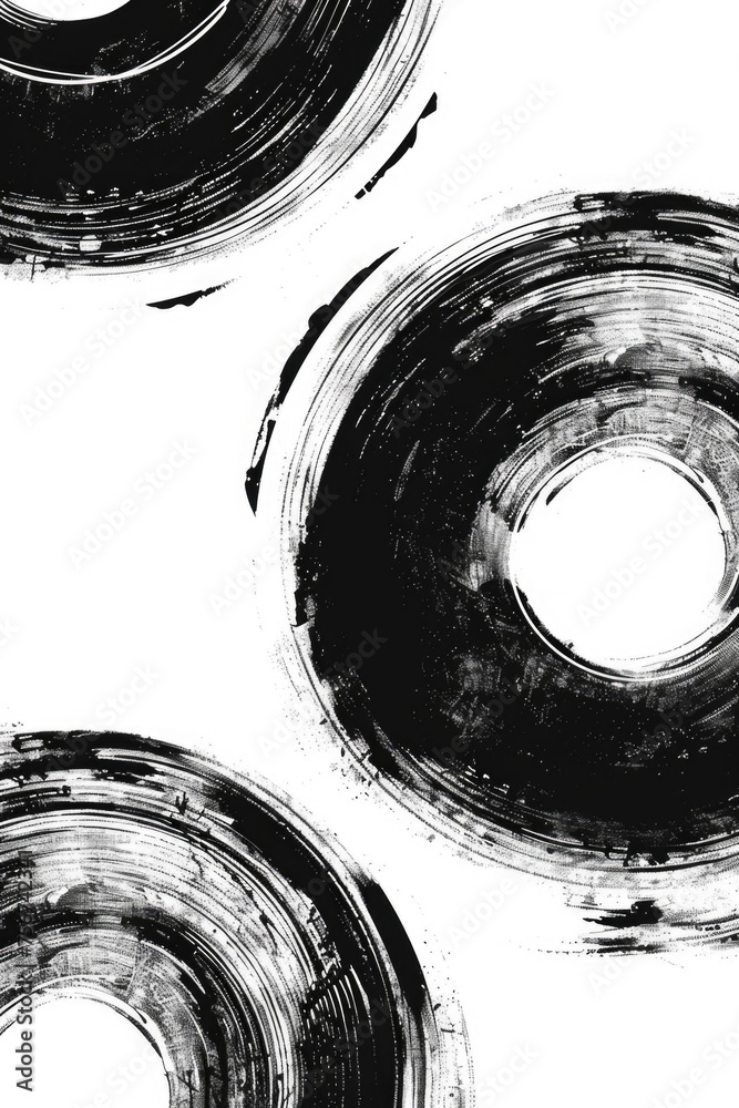 Poster a minimalist black and white photo of three circles. perfect for graphic design projects