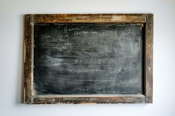 A blackboard with writing in a room, suitable for educational concepts