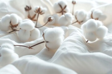 Close up of cotton on a bed. Perfect for home decor concepts