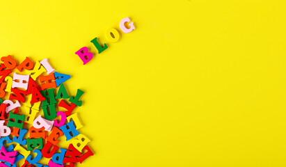 colored letters of the alphabet with the inscription Blog on a yellow background
