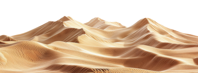 Tranquil desert dunes under the silence of night, cut out - stock png.