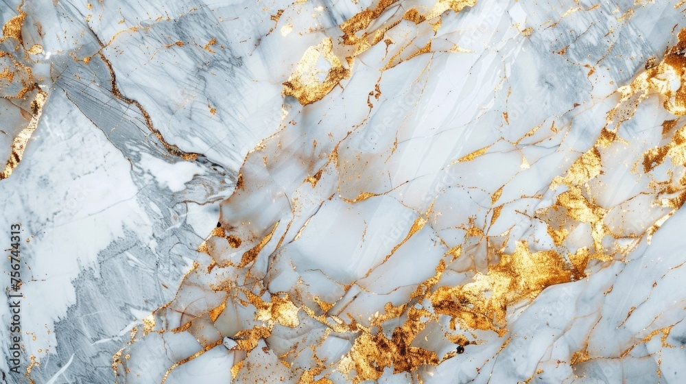 Poster close up of marble surface with gold paint. suitable for backgrounds and textures