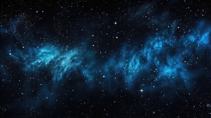 Obraz premium A captivating interstellar scene highlighting a vibrant blue galaxy nebula amidst the infinite expanse