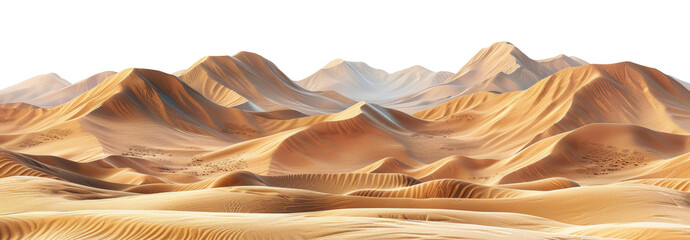 Tranquil desert dunes under the silence of night on transparent background - stock png. - obrazy, fototapety, plakaty