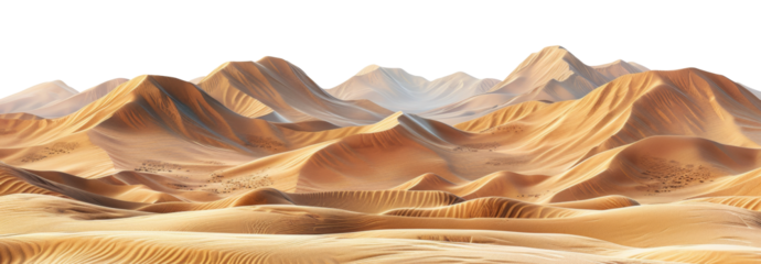 Tranquil desert dunes under the silence of night, cut out - stock png.