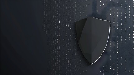Protection shield with binary code on grey background. Data security concept - obrazy, fototapety, plakaty