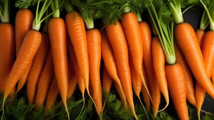 Bunch of carrots, closeup view. Fresh carrots background