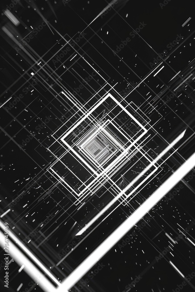 Aufkleber A monochrome image of a square architectural structure, suitable for various design projects