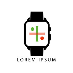 New model Apple and smart hand  Watch, Realistic logo, design Set of simple smart watch flat icons with shadows on white background vector illustration.