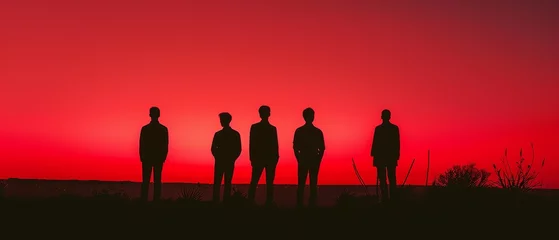 Zelfklevend Fotobehang silhouette of people in sunset © Aline