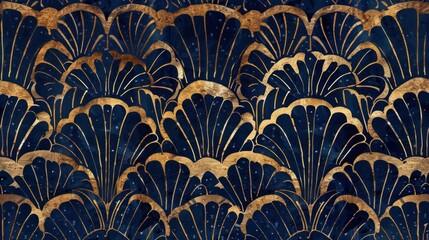 Navy and Gold Glitter Pattern Tile Generative AI