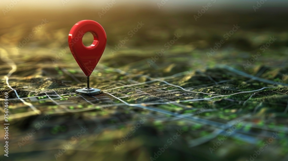 Aufkleber a map with a red pin, ideal for location and travel concepts