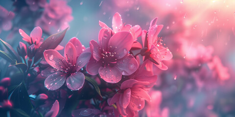 Fototapeta premium Pink magnolia flower. AI generated art illustration.