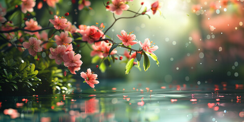 Pink magnolia flower. AI generated art illustration.