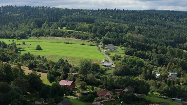 Beautiful Landscape Forest Mountains Bieszczady Bircza Aerial View Poland