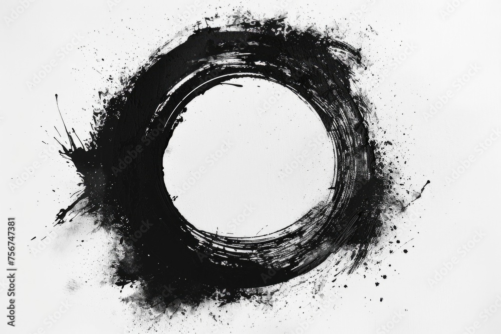 Poster A simple black and white photo of a circle. Suitable for various design projects