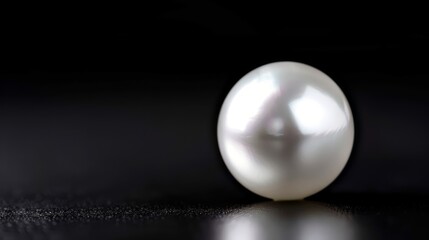 Lustrous White Pearl on Sleek Black Background Generative AI