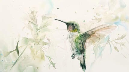 Watercolor Hummingbird Art Generative AI