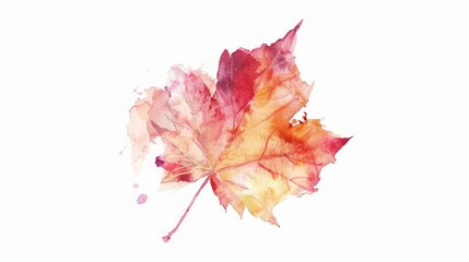 Watercolor Splotch Leaf on White Background Generative AI
