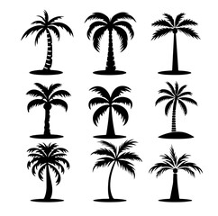 Palmen Icon Vektor Set Silhouette Palme Elemente