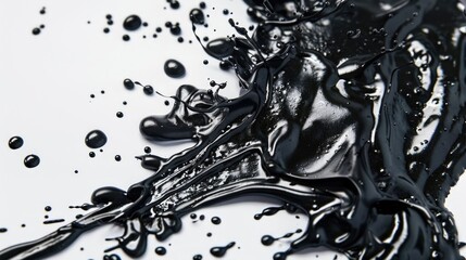 Close up of black liquid on white surface, suitable for science or abstract backgrounds