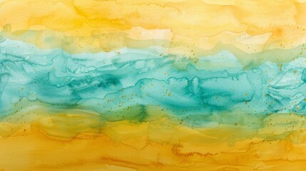 Vibrant Yellow and Turquoise Watercolor Background Generative AI
