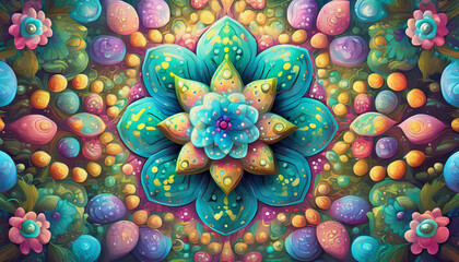 A hypnotic kaleidoscope of patterns and colors  - obrazy, fototapety, plakaty