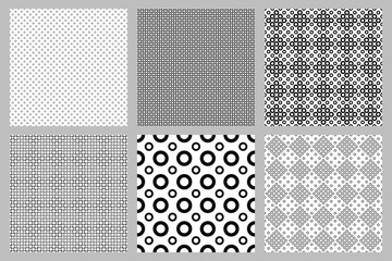 Seamless geometrical ring pattern background design set - abstract  vector illustrations from rings