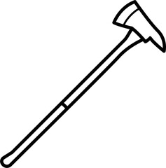 Firefighter Axe Outline Vector Illustration